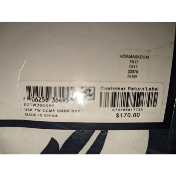 Charter Club Damask Designs Cotton Navy 2-Piece COMFORTER Set Navy Twin NEW - Picture 6 of 13